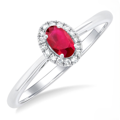 Ashi Diamond Oval Shape Ruby & Halo Diamond Ring