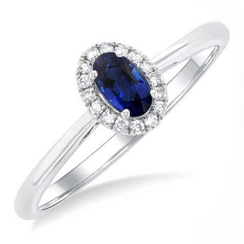 Ashi Diamond Oval Shape Blue Sapphire & Halo Diamond Ring