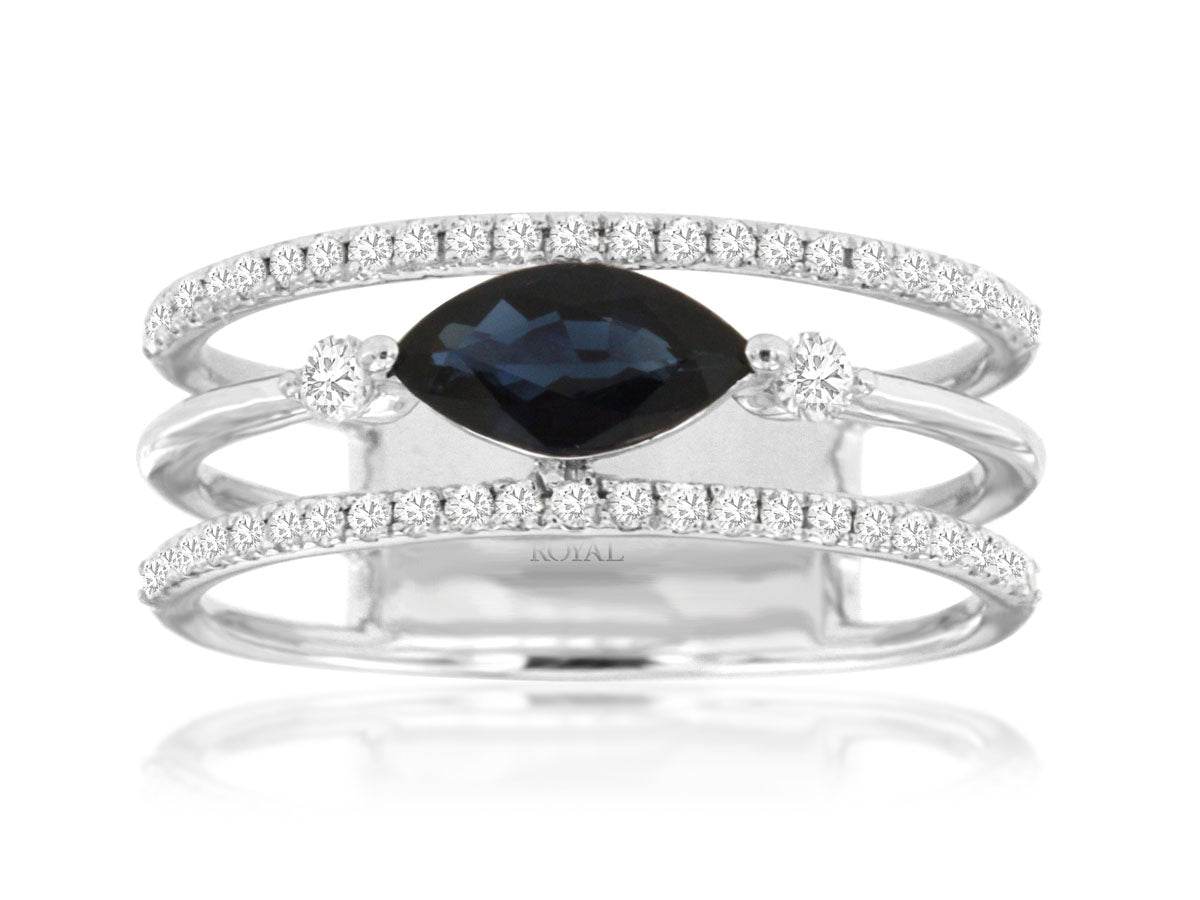 Royal Jewelry Manufacturing Blue Sapphire and Diamond Ring