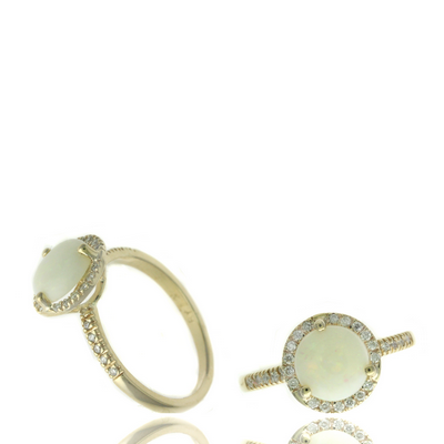 Ryan Gems Opal and Diamond Halo Ring
