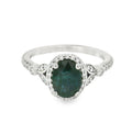 Affordable Gems (NY) Blue Sapphire and Diamond Halo Ring