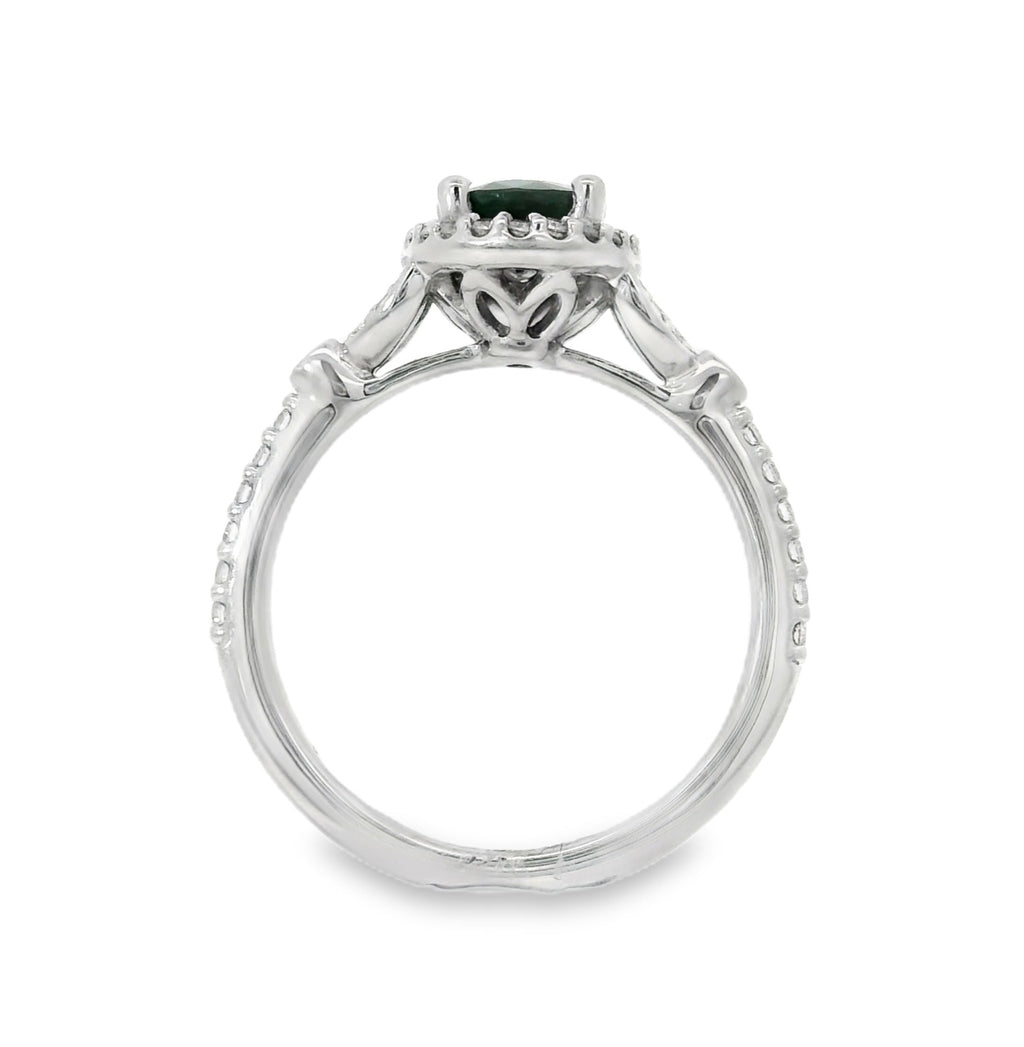 Affordable Gems (NY) Blue Sapphire and Diamond Halo Ring, view 3