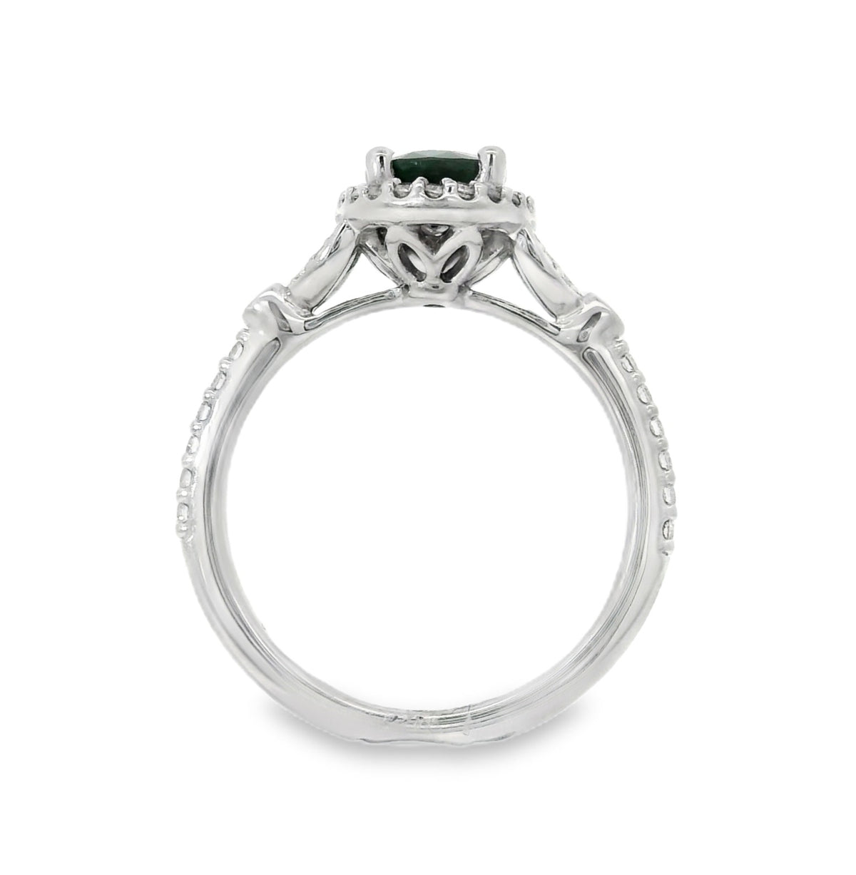 Affordable Gems (NY) Blue Sapphire and Diamond Halo Ring, view 3