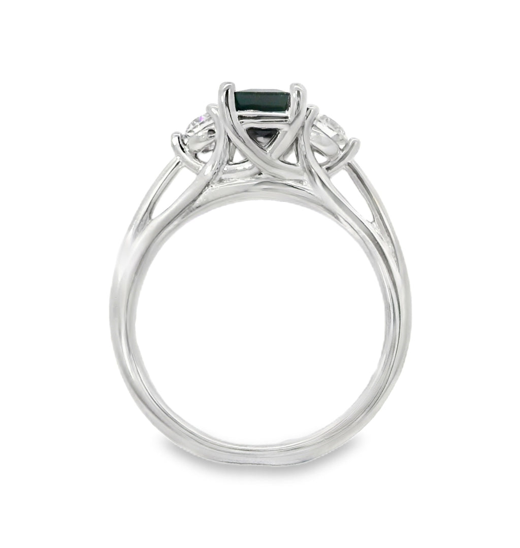 Affordable Gems Blue Sapphire and Diamond Ring, view 3