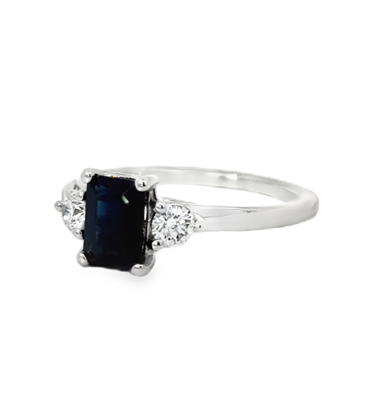 Affordable Gems Blue Sapphire and Diamond Ring, view 2