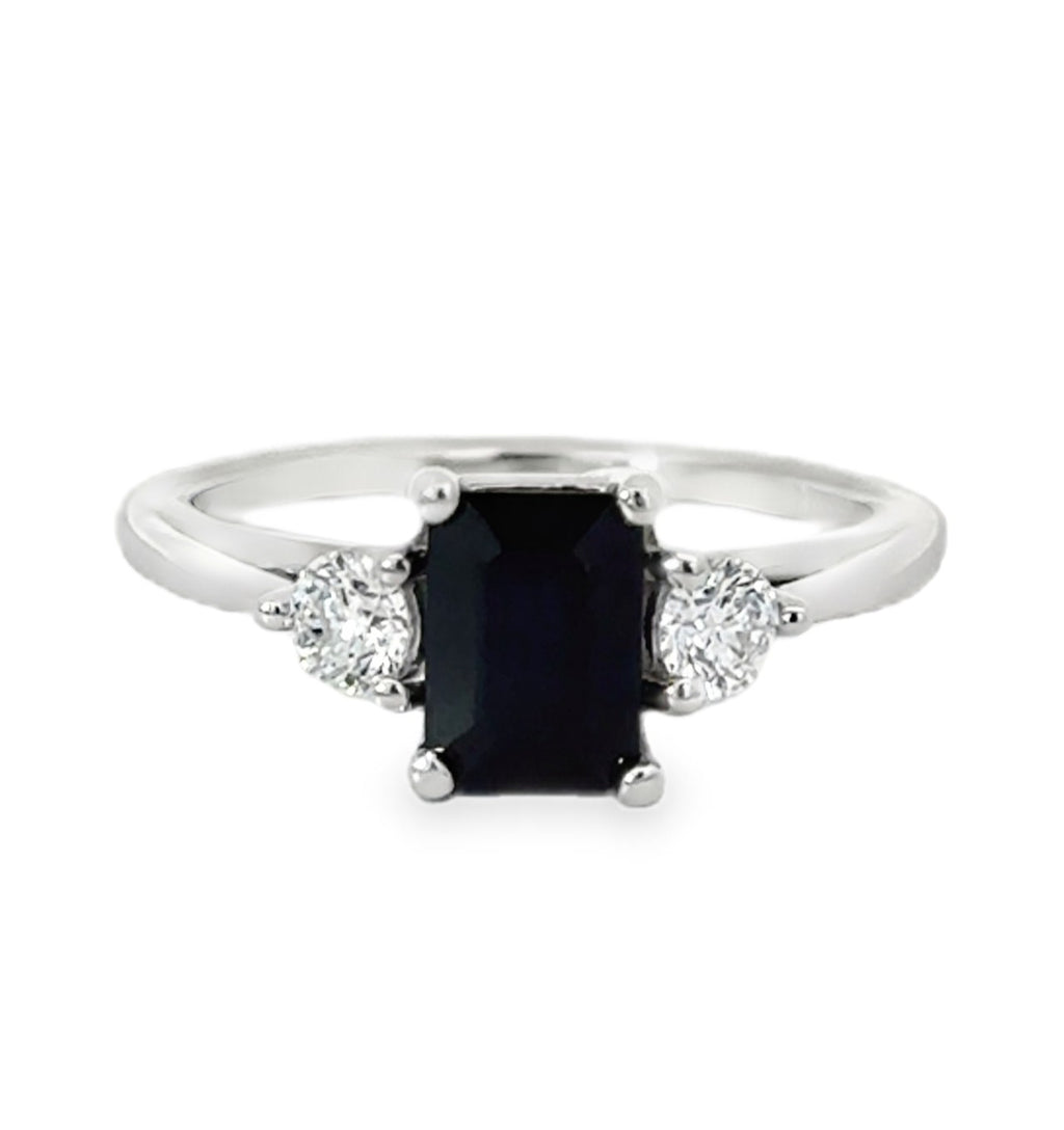 Affordable Gems Blue Sapphire and Diamond Ring