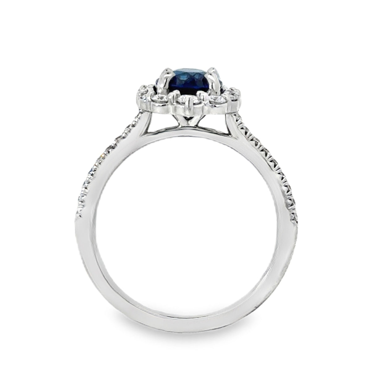 Affordable Gems Blue Sapphire and Diamond Ring, view 3