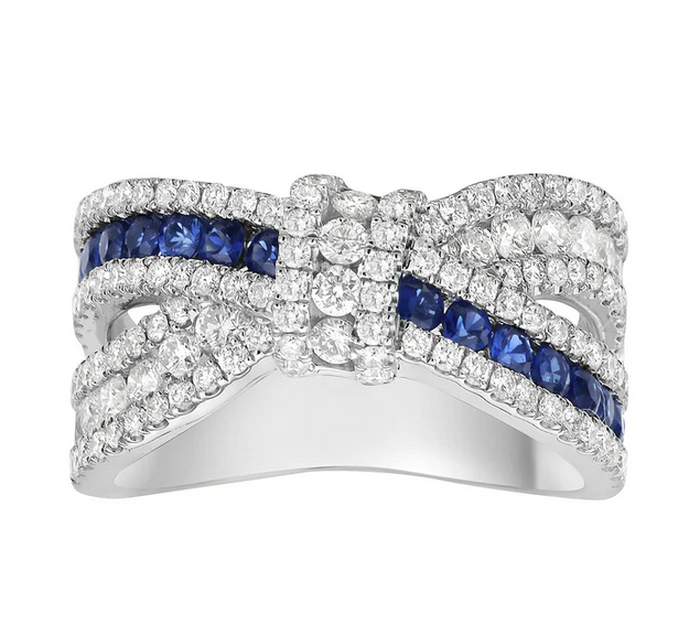 DSL Pearl Blue Sapphire and Diamond Bow Ring
