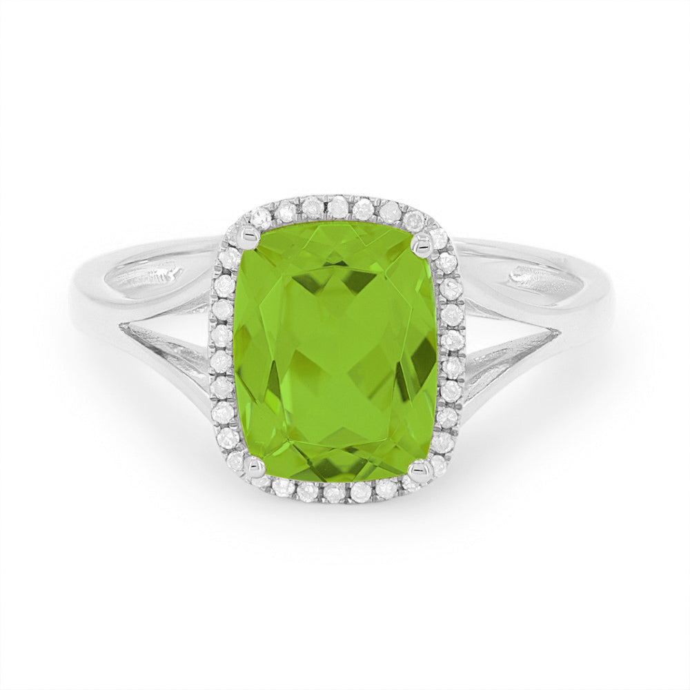 Madison L Designs Peridot and Diamond Halo Ring
