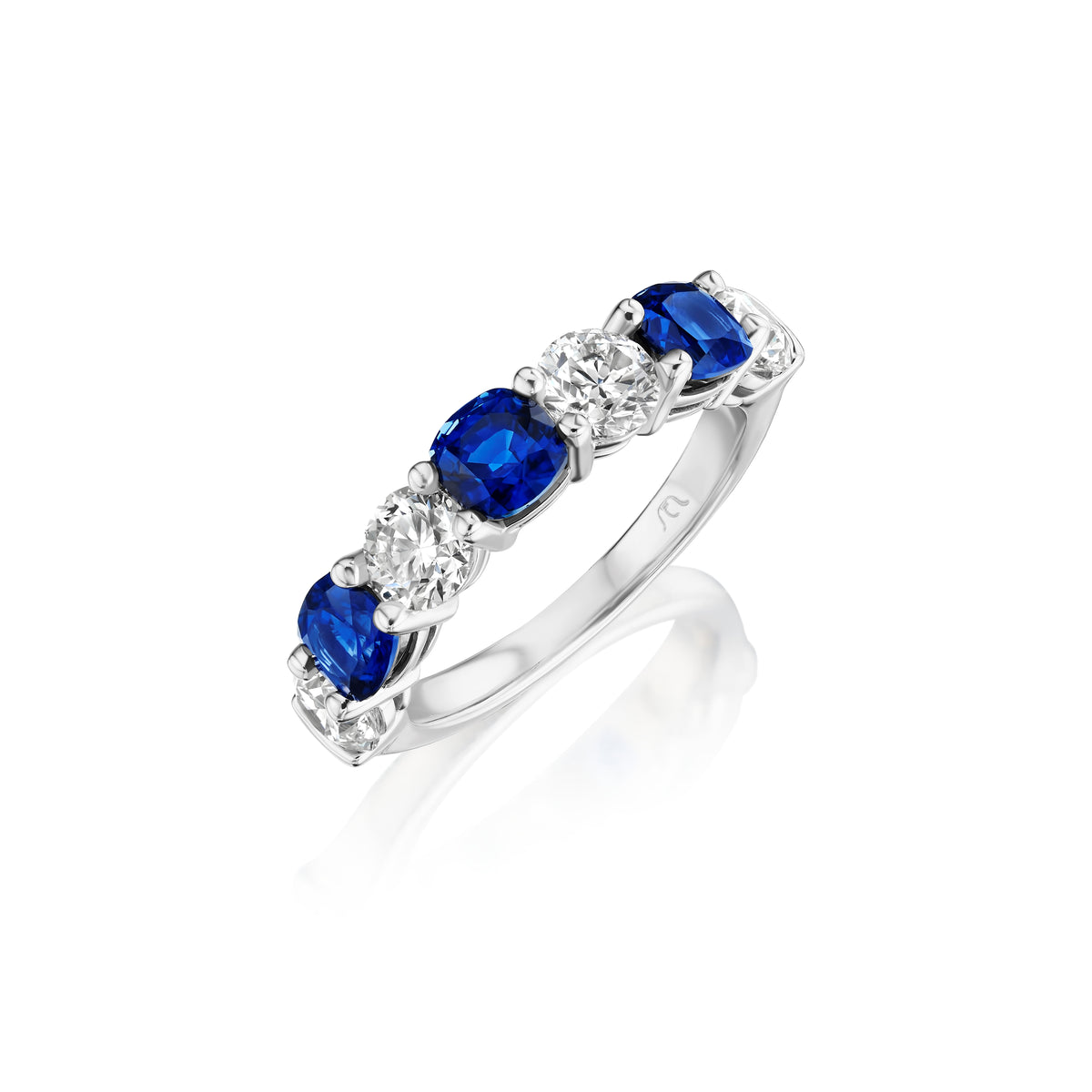 S.E.S Creations Blue Sapphire and Diamond Band, view 2