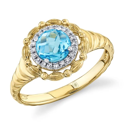Shy Creations Blue Topaz Halo Ring