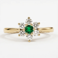 Emerald and Diamond Floral Ring