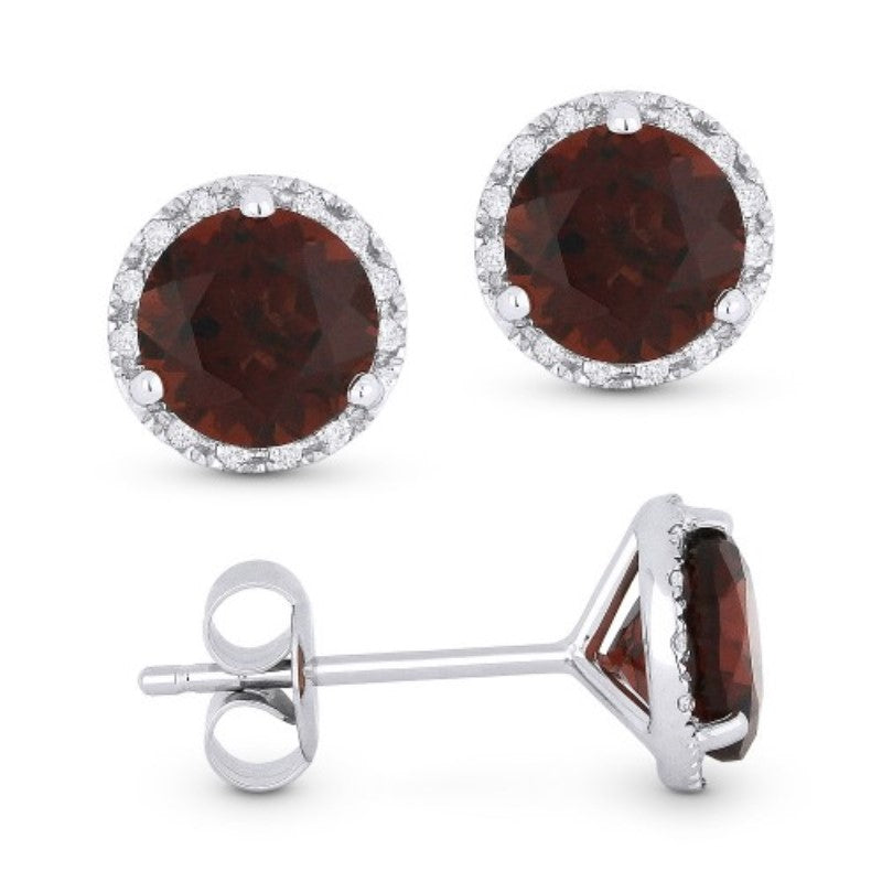 Madison L Designs Garnet Stud Halo Earrings