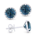 Madison L Designs London Blue Topaz Stud Halo Earrings