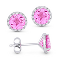 Madison L Designs Created Pink Sapphire Stud Halo Earrings