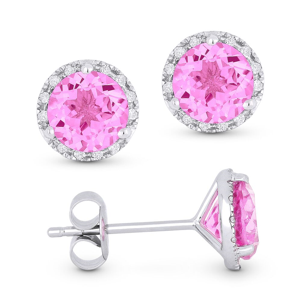 Madison L Designs Created Pink Sapphire Stud Halo Earrings