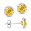 Madison L Designs Citrine Stud Halo Earrings