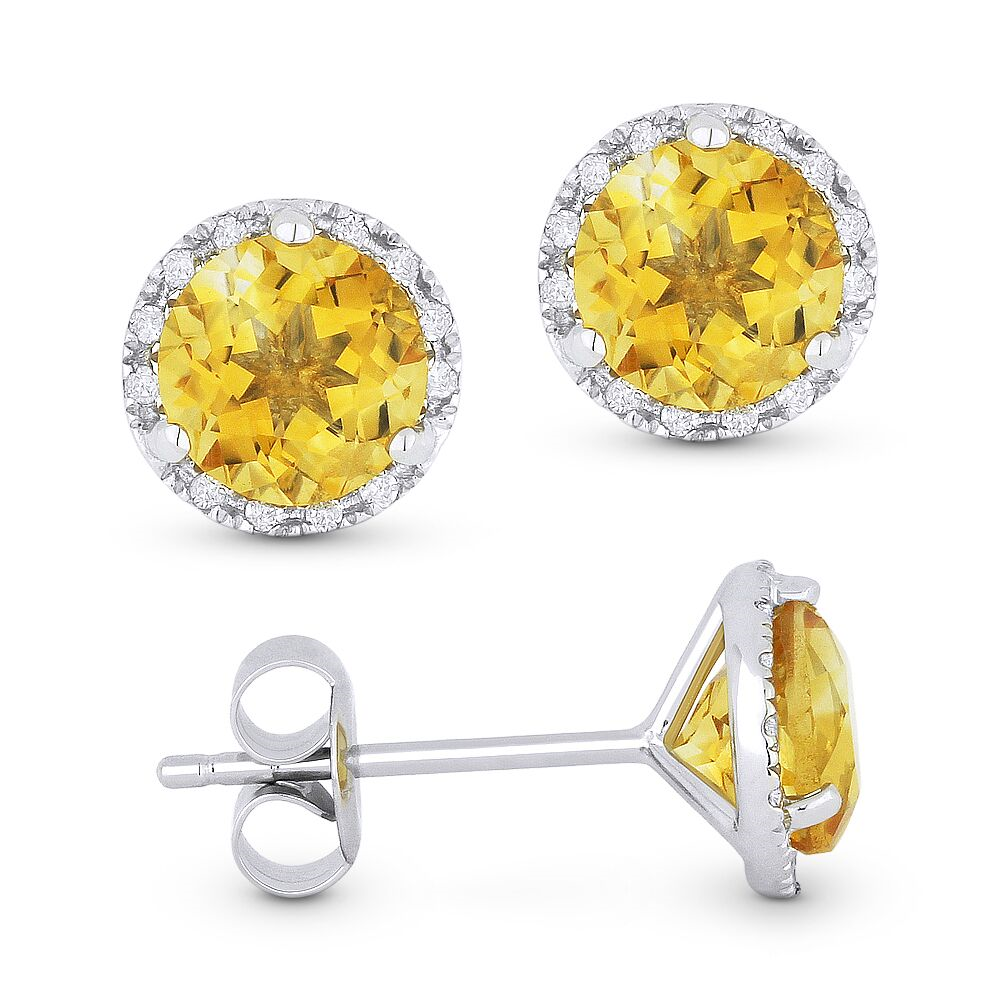 Madison L Designs Citrine Stud Halo Earrings