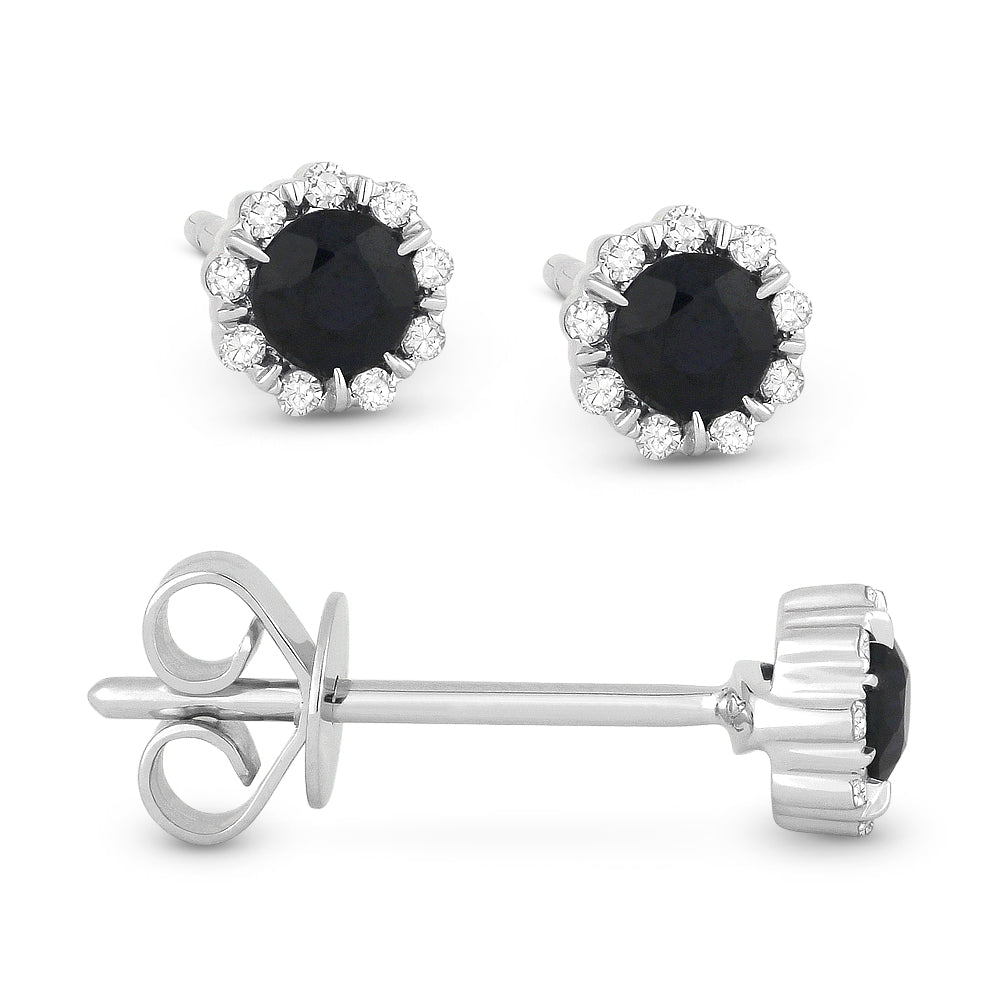 Madison L Designs Blue Sapphire Halo Stud Earrings