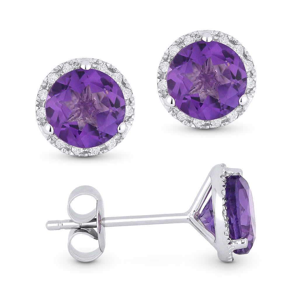 Madison L Designs Amethyst Stud Halo Earrings