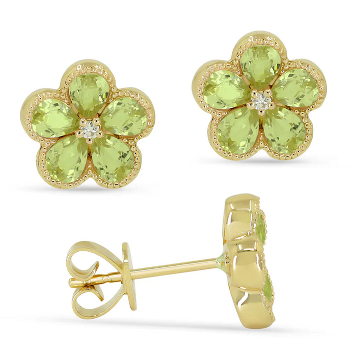 Madison L Designs Peridot Flower Stud Earrings