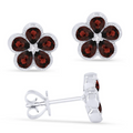 Madison L Designs Garnet Flower Stud Earrings