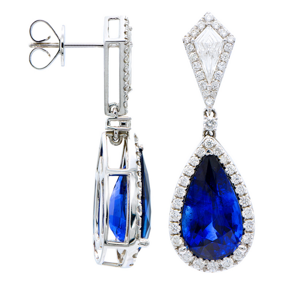 DSL Pearl Blue Sapphire and Diamond Drop Earrings