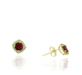 Ryan Gems Ruby and Diamond Cushion Halo Stud Earrings