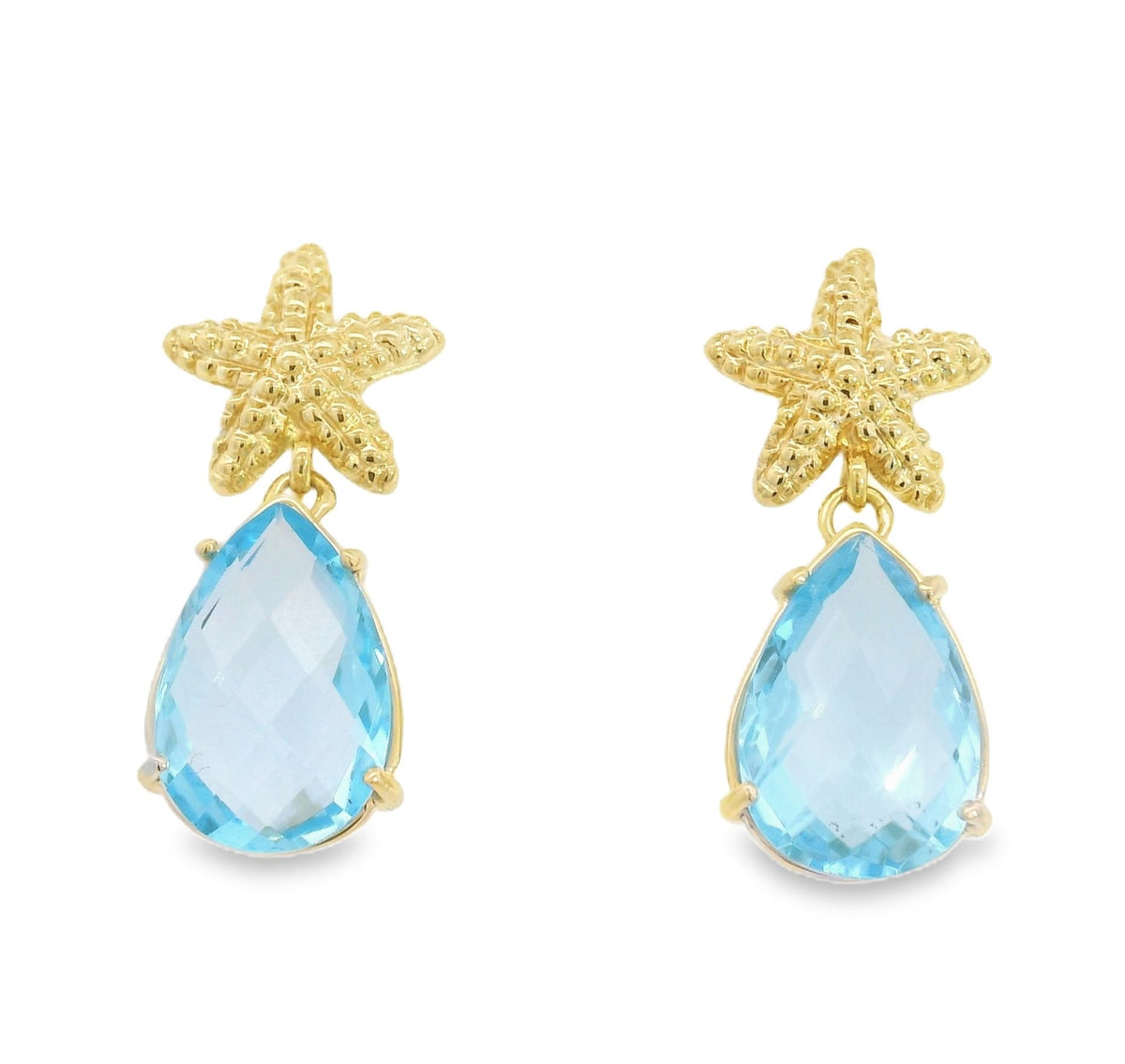 Raymond Mazza Blue Topaz Starfish Earrings