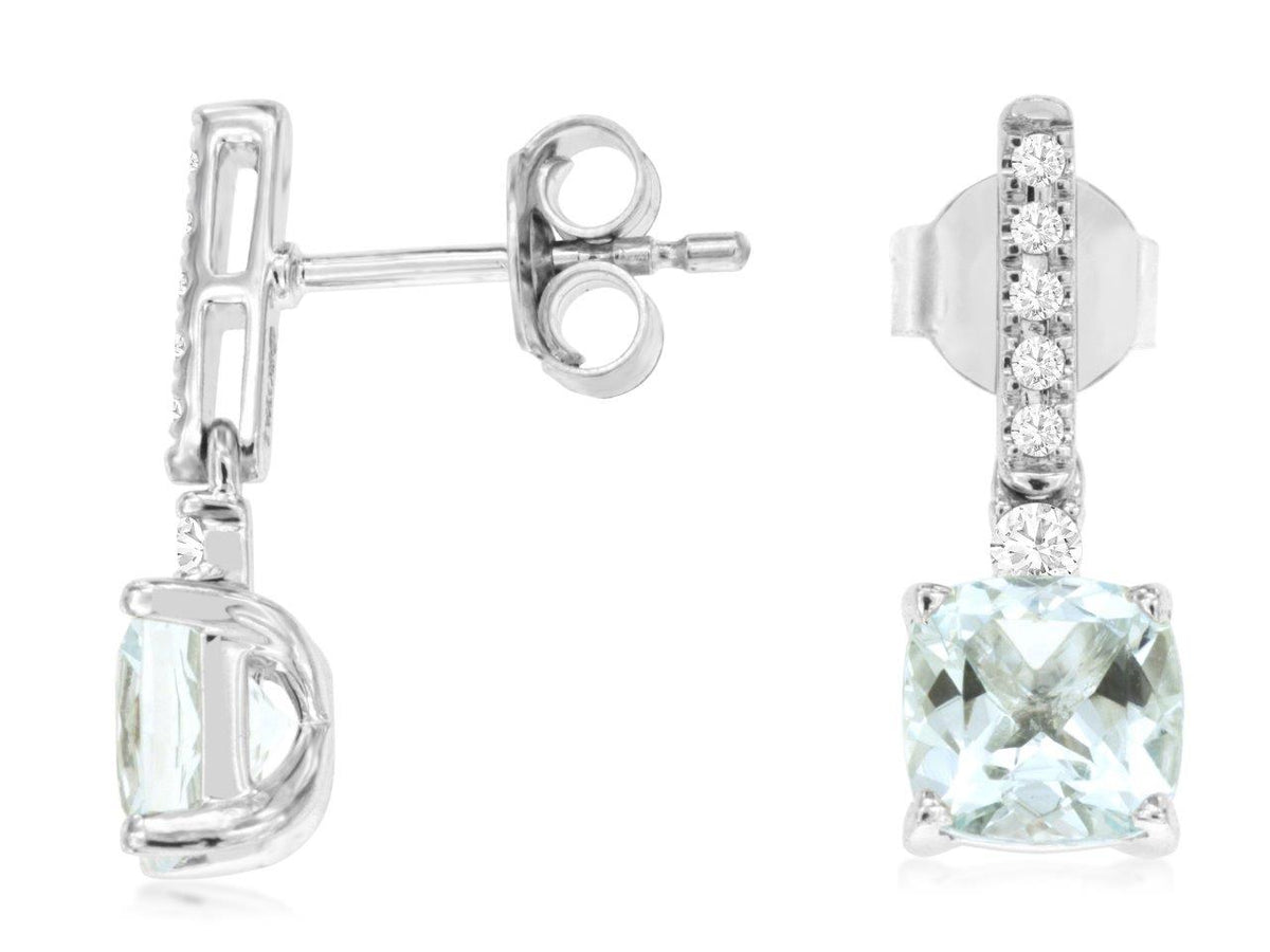 Royal Jewelry Manufacturing Aquamarine and Diamond Drop Earrings