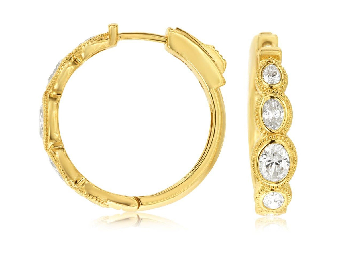 Royal Jewelry Manufacturing Oval Diamond Hoops