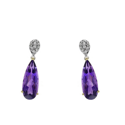 Ryan Gems Amethyst and Diamond Drop Earrings