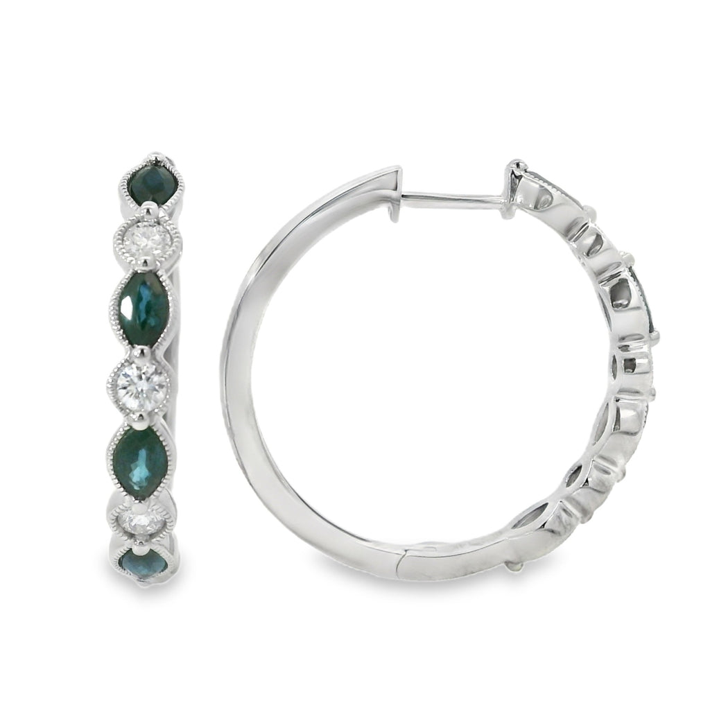 H.J. Namdar Sapphire and Diamond Hoops, view 2