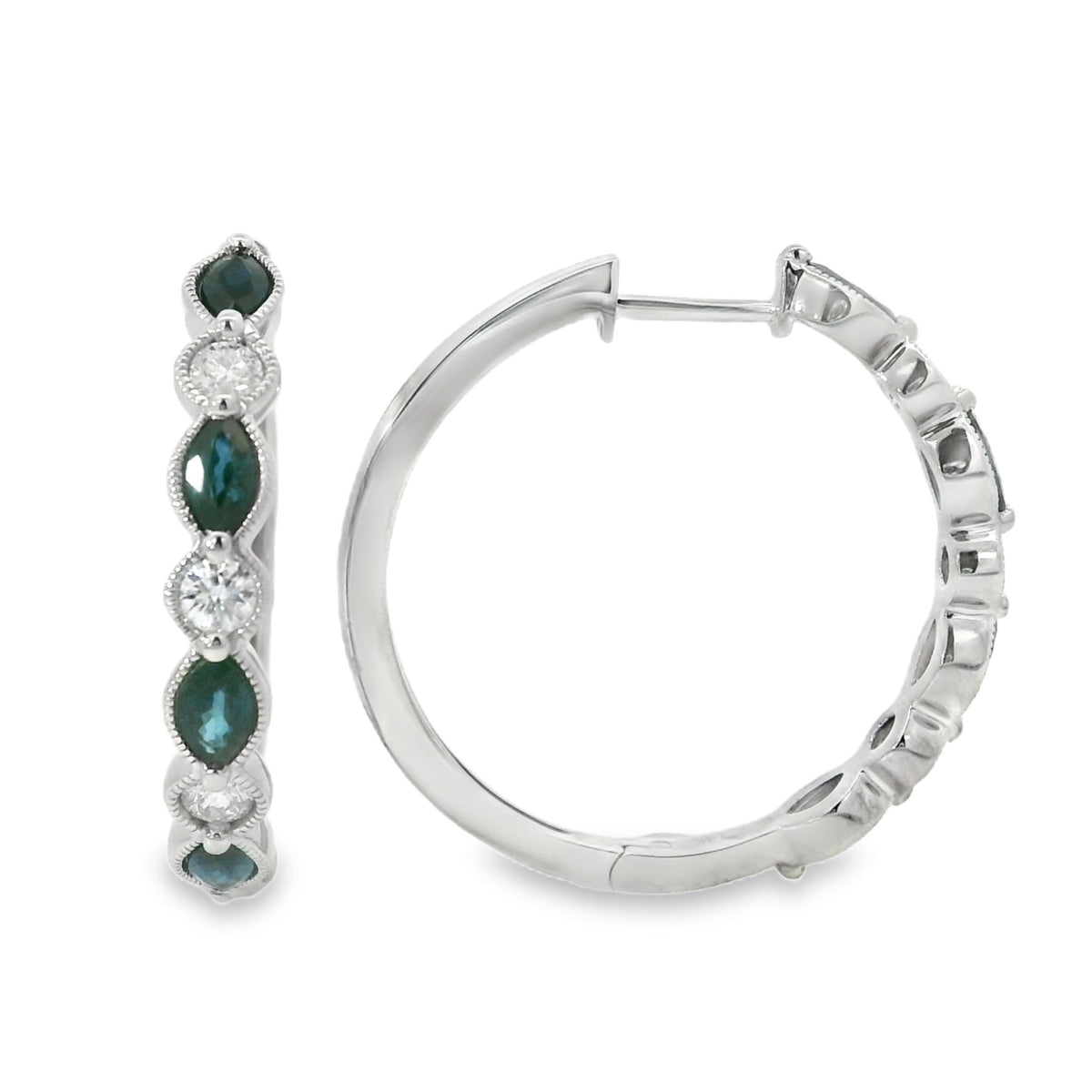 H.J. Namdar Sapphire and Diamond Hoops, view 2