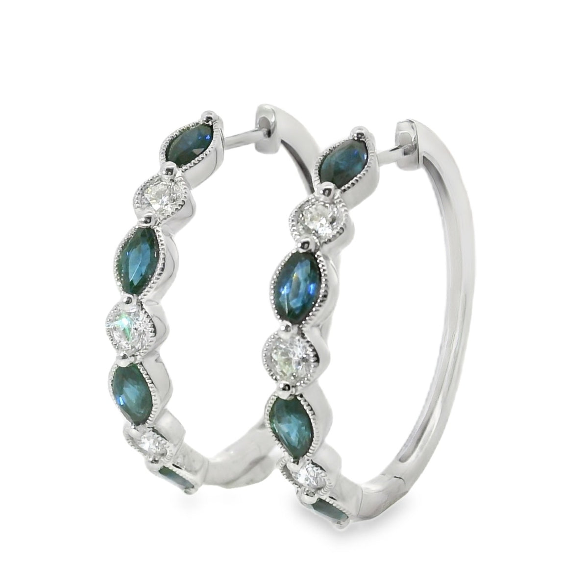 H.J. Namdar Sapphire and Diamond Hoops