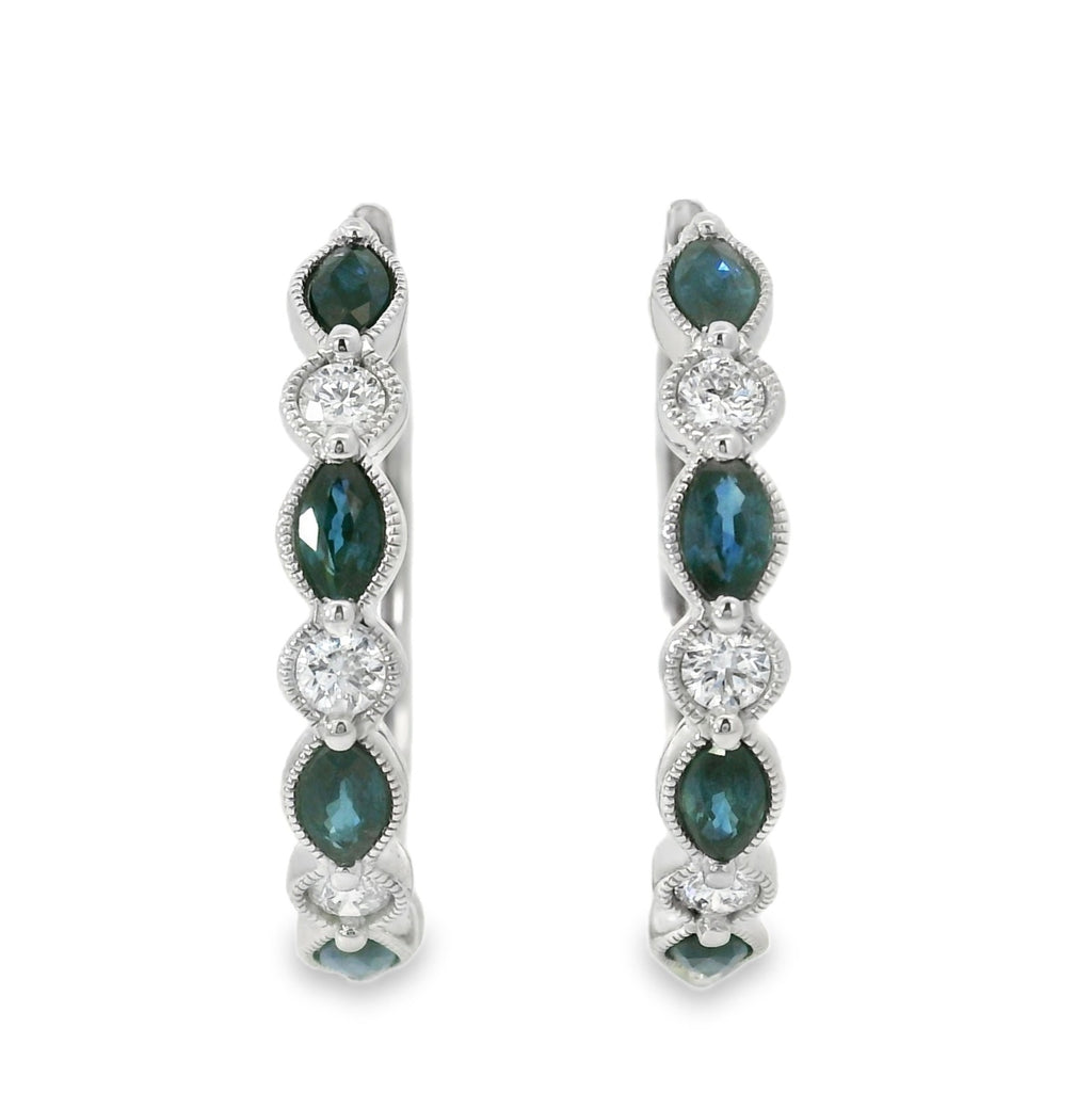 H.J. Namdar Sapphire and Diamond Hoops, view 3