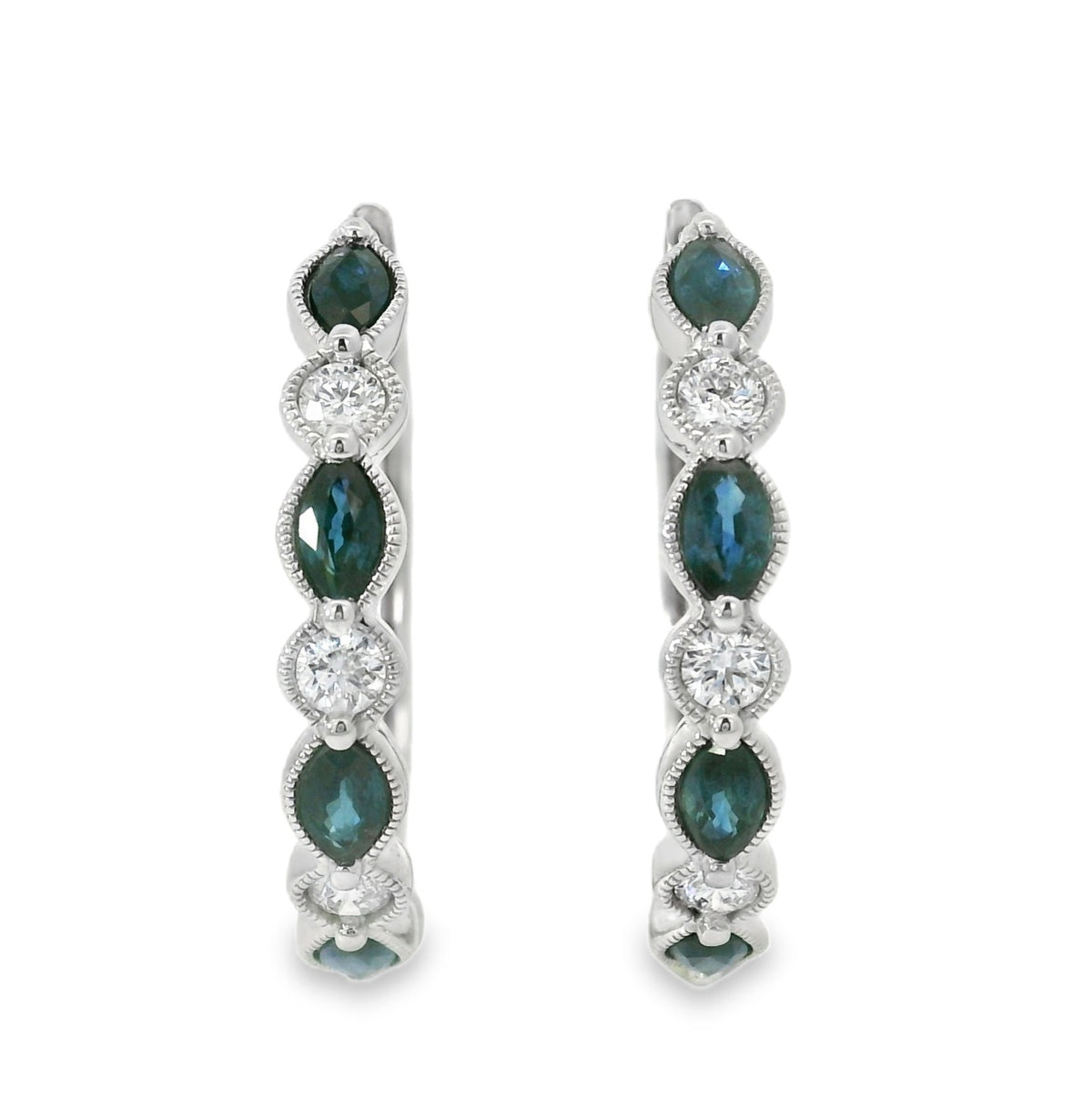 H.J. Namdar Sapphire and Diamond Hoops, view 3