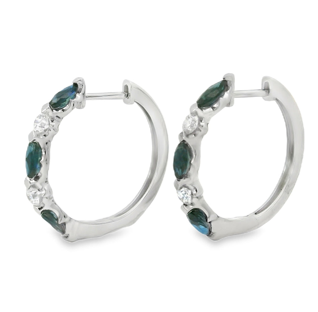 H.J. Namdar Sapphire and Diamond Hoops, view 2