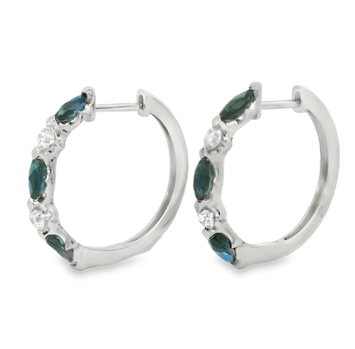 H.J. Namdar Sapphire and Diamond Hoops, view 2