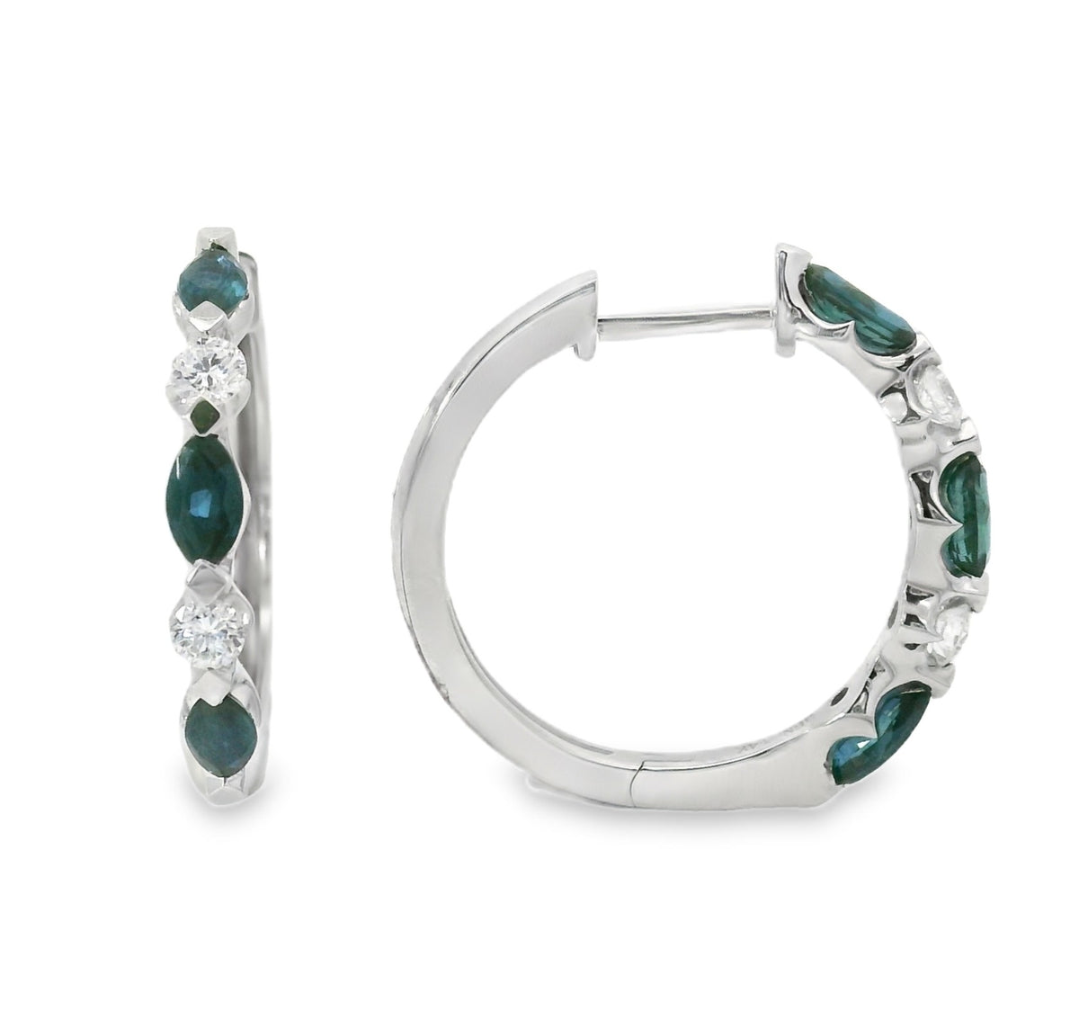 H.J. Namdar Sapphire and Diamond Hoops, view 3