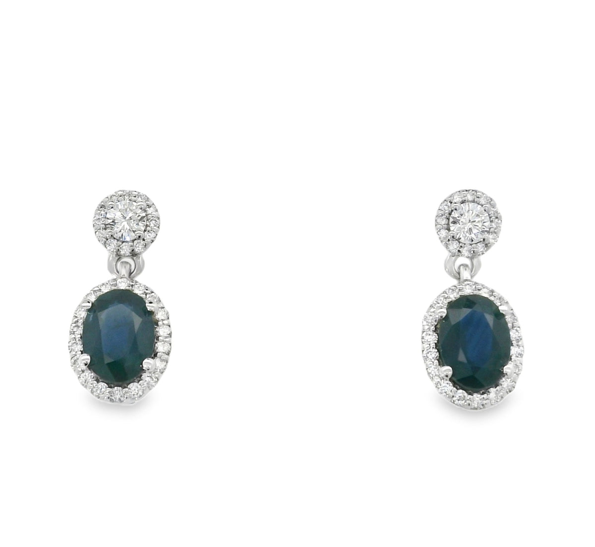 Affordable Gems Blue Sapphire and Diamond Drop Earrings