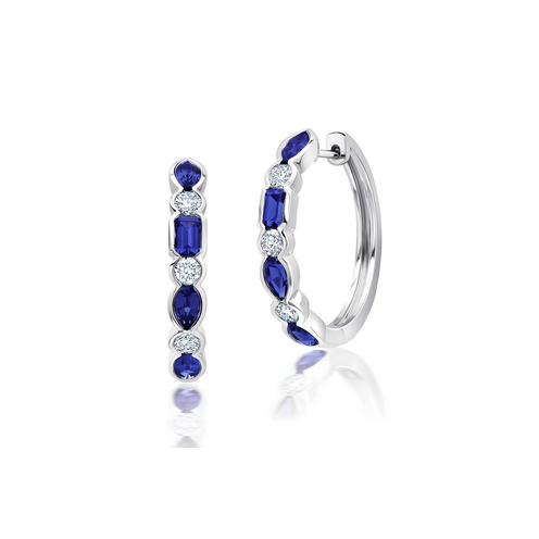 Chatham Created Gems & Diamonds Lab Grown Blue Sapphire Hoops