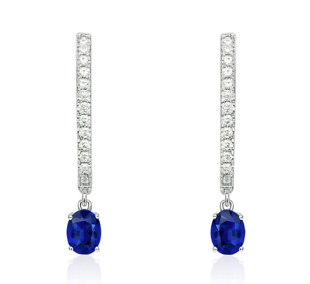 DSL Pearl Blue Sapphire and Diamond Drop Earrings
