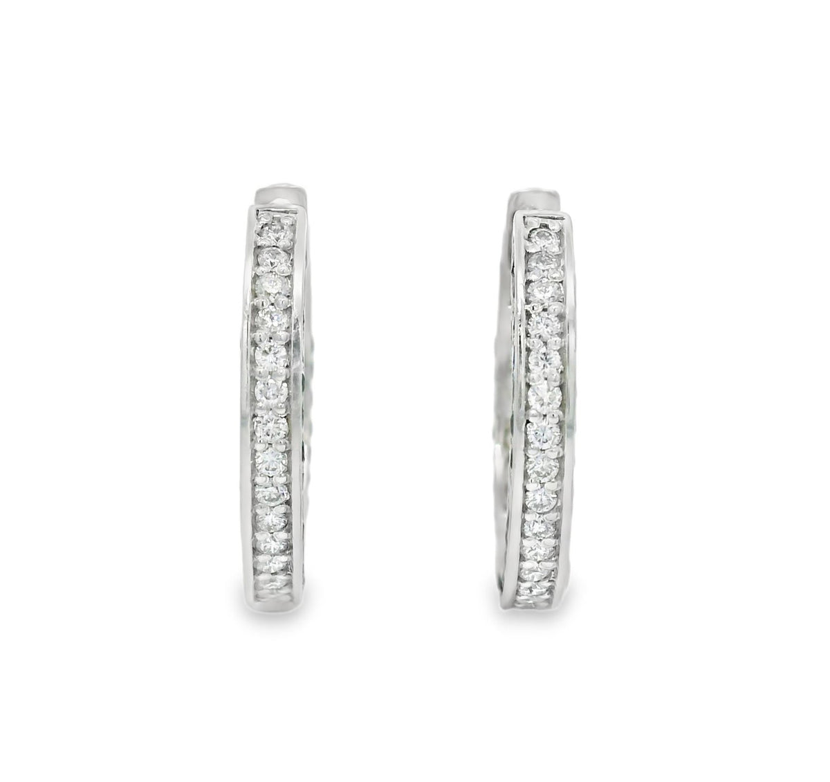 Gemma Couture Three Sided Blue Sapphire and Diamond Hoops