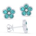 Madison L Designs Created Tourmaline Paraiba Flower Stud Earrings
