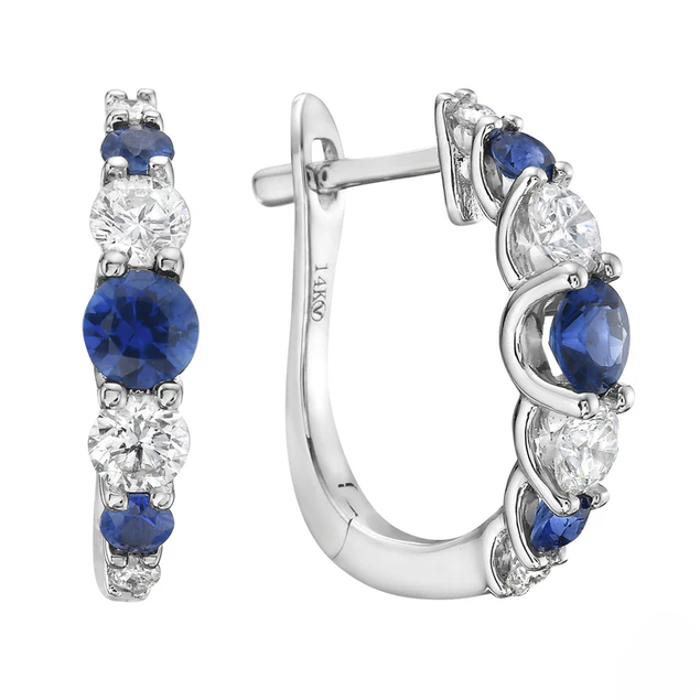 DSL Pearl Blue Sapphire and Diamond Hoops