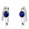 DSL Pearl Blue Sapphire and Diamond Double Hoop Earrings