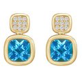 DSL Pearl Swiss Blue Topaz and Diamond Stud Earrings