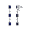 A & D Gem Blue Sapphire and Diamond Bezel Drop Earrings