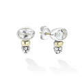 LAGOS Two-Tone White Topaz Oval Stud Earrings